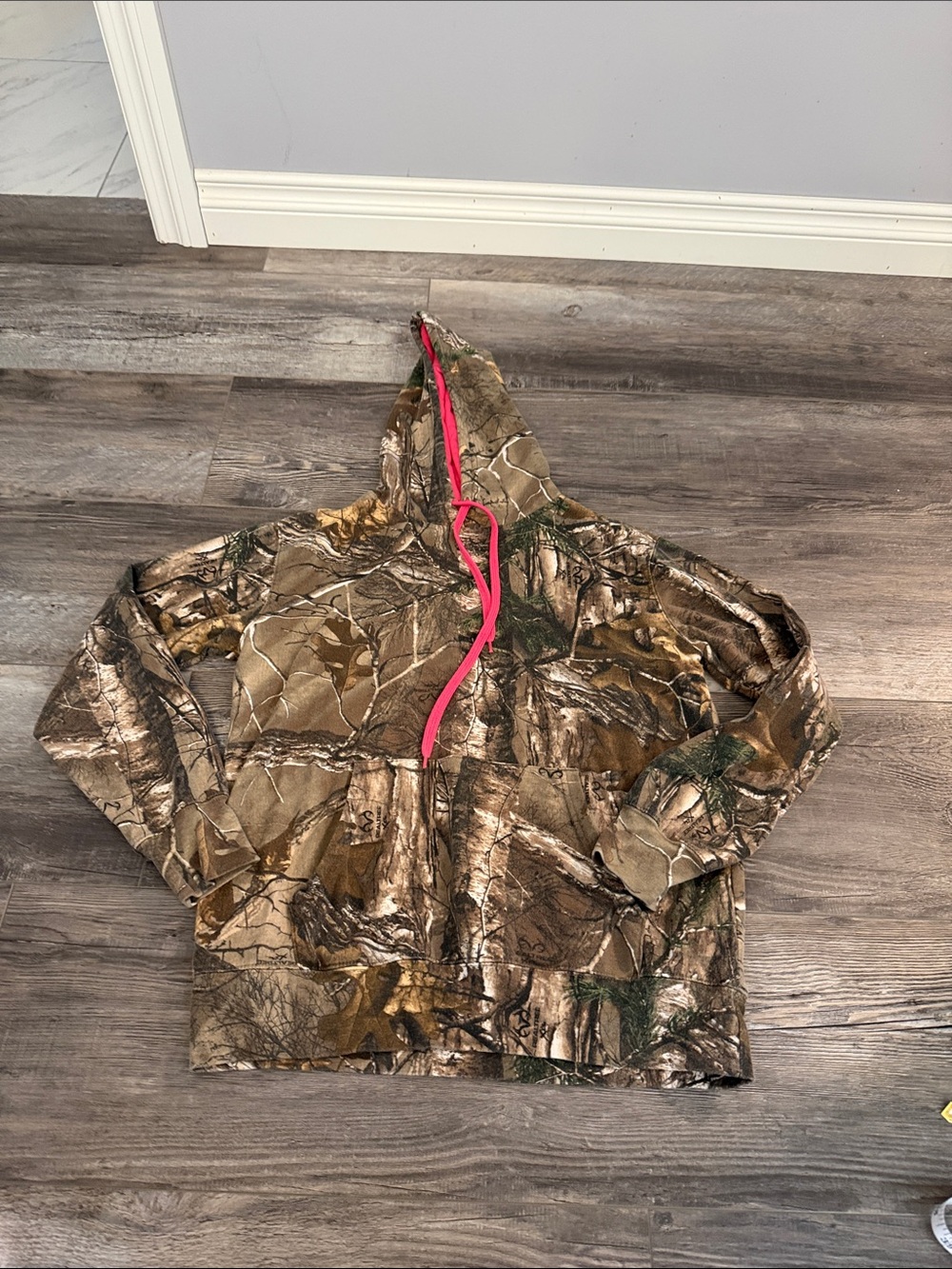 RealTree Kids Camo Hoodie with Pink Drawstring